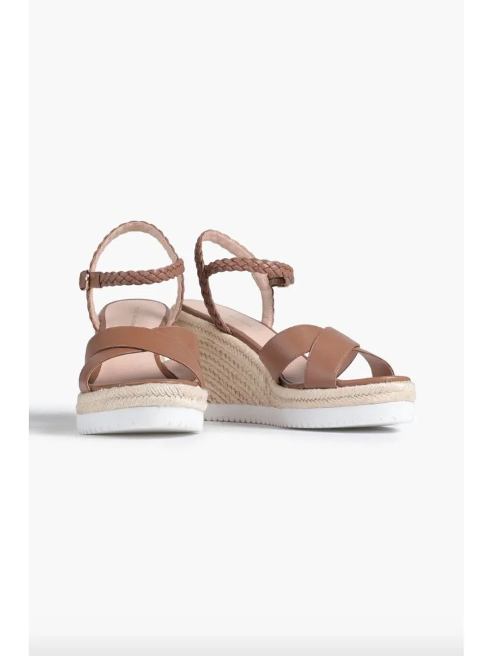Stuart Weitzman Mykonos Espadrille Braided Leather Wedge Brown Womens Size 10